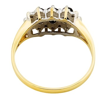 9ct Gold Sapphire/Diamond 3 Stone Ring size P